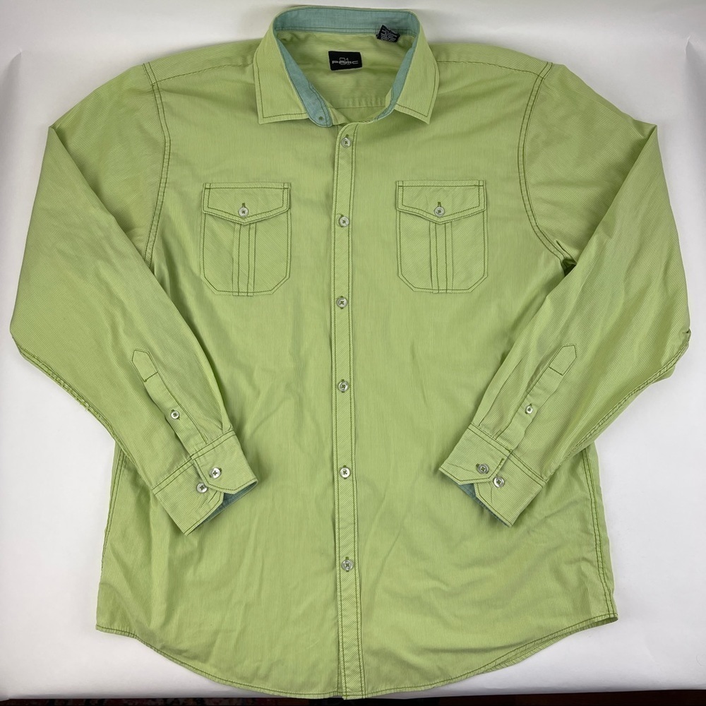 Parc 81 Button Up Shirt Mens XL Green Pockets